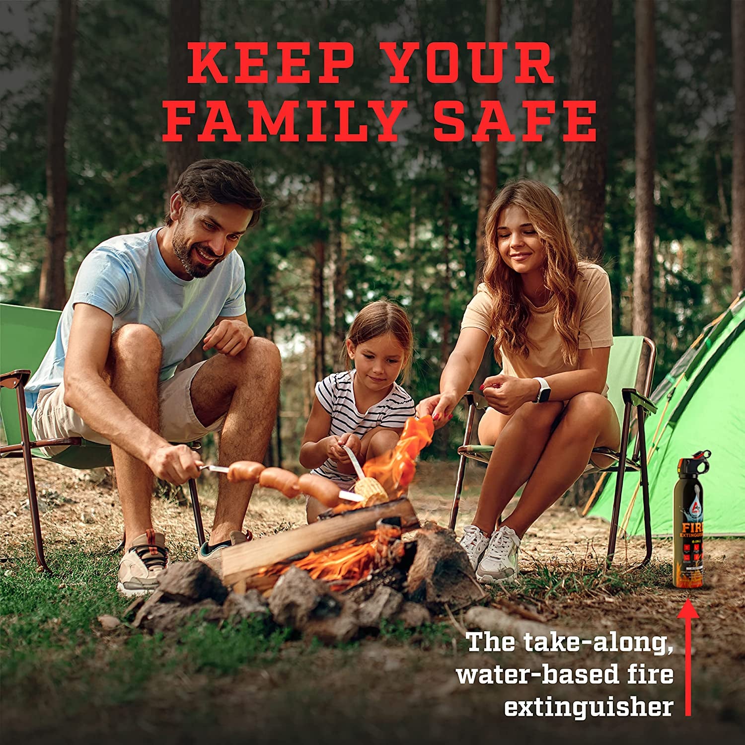 A+ Safety Portable Fire Extinguisher | 6-In-1 Small Fire Extinguisher for Home, Garage, Kitchen, Car | for Electric, Textile and Grease Fires | Non-Toxic, Easy Clean | Wall Mount Incl (4PK)