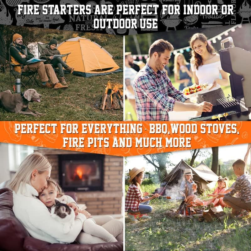 Fire Starter - Fire Starters for Campfires Charcoal Grill Starter, Fireplace, Firepits, Smokers. Only One Piece to Light a Fire.10-15 Min Burns Time Height of Fire 6-7 Inch. Made Ukraine