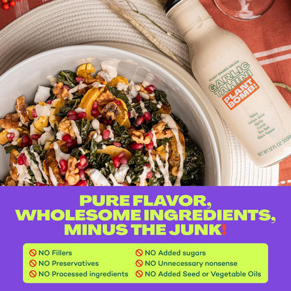 Plant Bomb Garlic Tahini Plant-Based Sauce, Marinade & Dressing - Gluten-Free, Non-Gmo, Dairy-Free, No Sugar Added - Vegan, Paleo, Low Carb, Keto Friendly - 12 Ounce (Pack of 2)