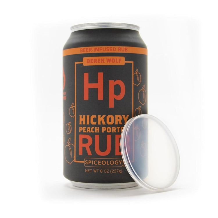 Spiceology & Derek Wolf - Hickory Peach Porter - Beer-Infused Barbecue Rubs, Spices and Seasonings - Use On: Chicken, Ribs, Salmon, Duck, Vegetables, Marinades, or Sauces - 8 Oz Can with Resealable Lid