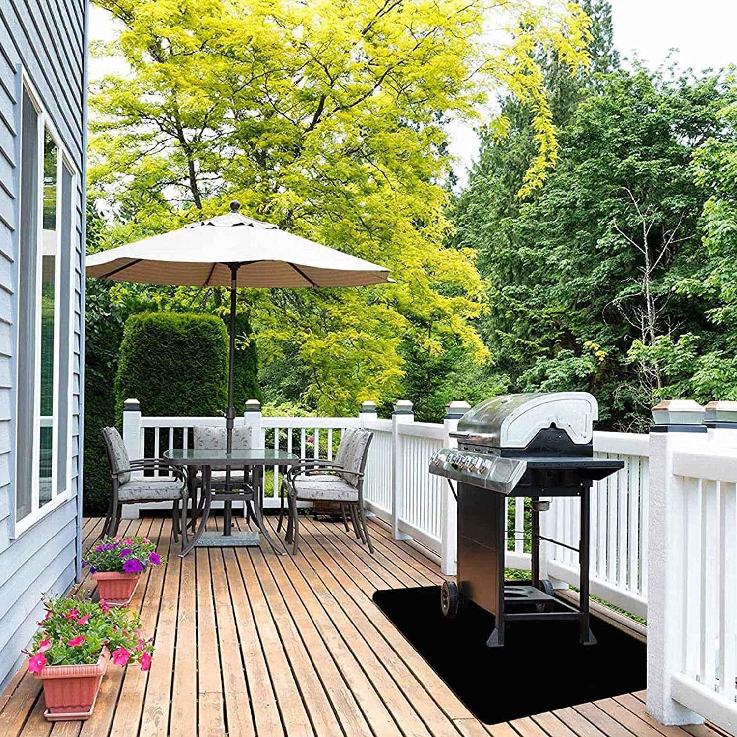 under Grill Mat, 40 X 60 Inches Absorbent Oil Pad Protects Decks and Patios, Reusable and Waterproof, Black