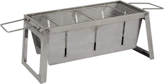 Fire Sense 63724 Stainless Steel Foldaway Charcoal Grill Heavy Duty Stainless Steel Construction for Outdoor Barbecues Camping Tailgating Traveling Charcoal Grate & Carry Bag Included