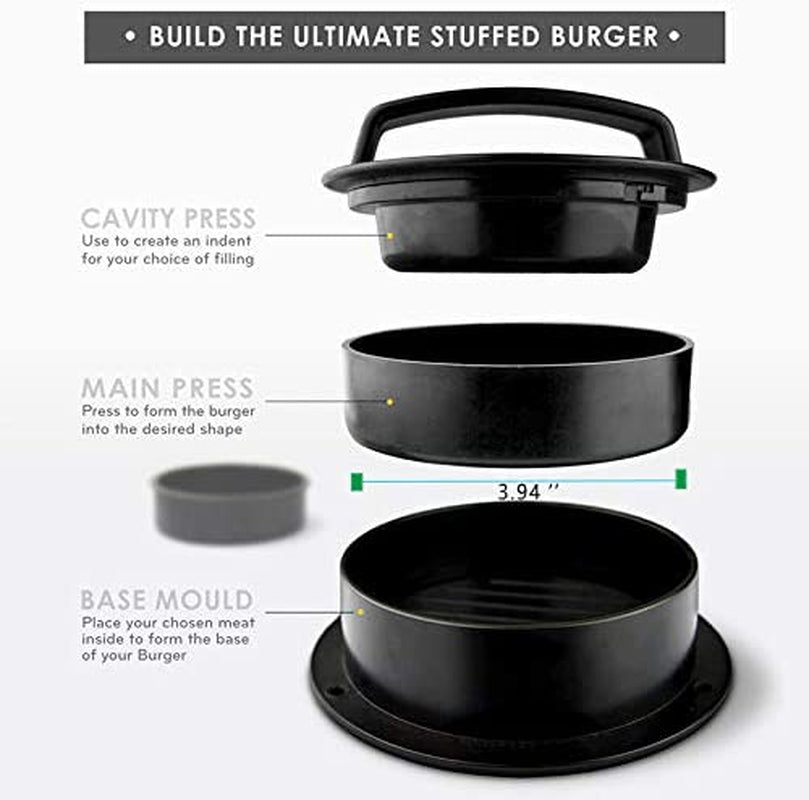 Leden Burger Press Hamburger Press Patty Maker for BBQ Grill 3-In-1 Non Stick Stuffed Burger Mold, Kitchen Tool, Beef Patties and Sliders