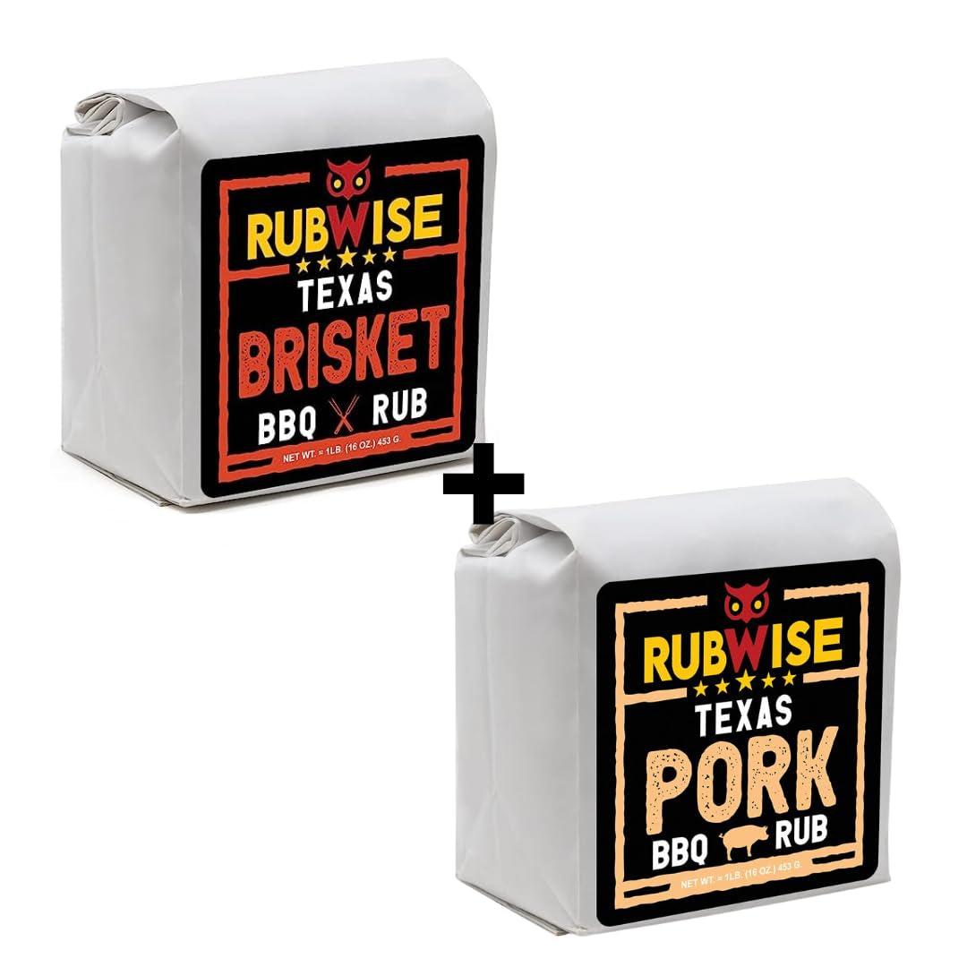 Texas Style Brisket Rub & Pork Rub by Rubwise | BBQ Rub & Spices for Smoking & Grilling | Dry Rubs | Great on Brisket, Steaks, Ribs, Burgers, Chops, Pork Butt, Tenderloin & More (1Lb Each)