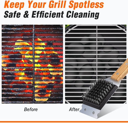 SIMPLETASTE Grill Brush and Scraper, Durable & Effective, Include Extra Stainless Steel Bristles Head for Replacement, Wire Grill Brush for Outdoor Grill, Grill Accessories Gift for Men/Dad