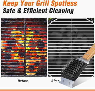 SIMPLETASTE Grill Brush and Scraper, Durable & Effective, Include Extra Stainless Steel Bristles Head for Replacement, Wire Grill Brush for Outdoor Grill, Grill Accessories Gift for Men/Dad