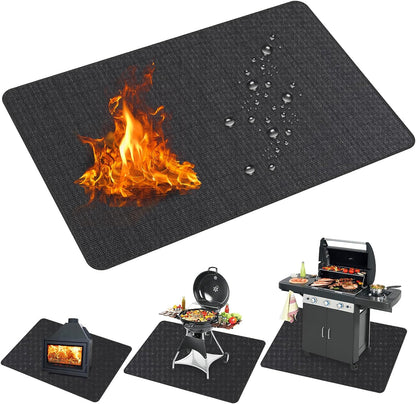 Mckuk 70 X 48 Inch under Grill Mats for Outdoor Grill, Easy to Clean Reusable Grill Mat for Deck, Double-Sided Fire Resistant,Water Resistant and Oil Proof, Fit for Indoor Fireplace Mat Fire Pit Mat