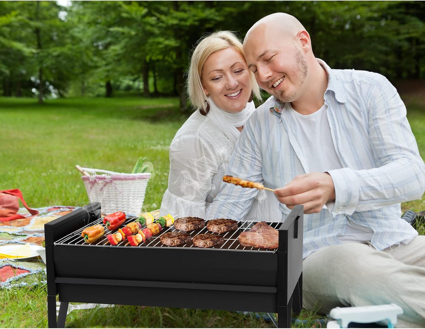 Onlyfire 2 in 1 Charcoal Grill Rotisserie Kit with 3 Stainless Steel Rotating Baskets and 24 in Grill Grate, Auto Swivel BBQ Roasting Machine for Outdoor Patio Backyard, Multi-Functional Camping Grill