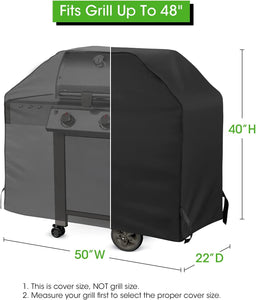Grill Cover 50-Inch, Heavy Duty Waterproof Gas Grill Cover, Outdoor Fade Resistant Small BBQ Cover, All Weather Protection Barbecue Cover with Adjustable Straps, 50''W X 22''D X 40''H, Black