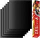 Grill Mat Set of 6 - 100% Non-Stick BBQ Grill Mats, Heavy Duty, Reusable, and Easy to Clean - Works on Electric Grill Gas Charcoal BBQ - 15.75 X 13-Inch, Black