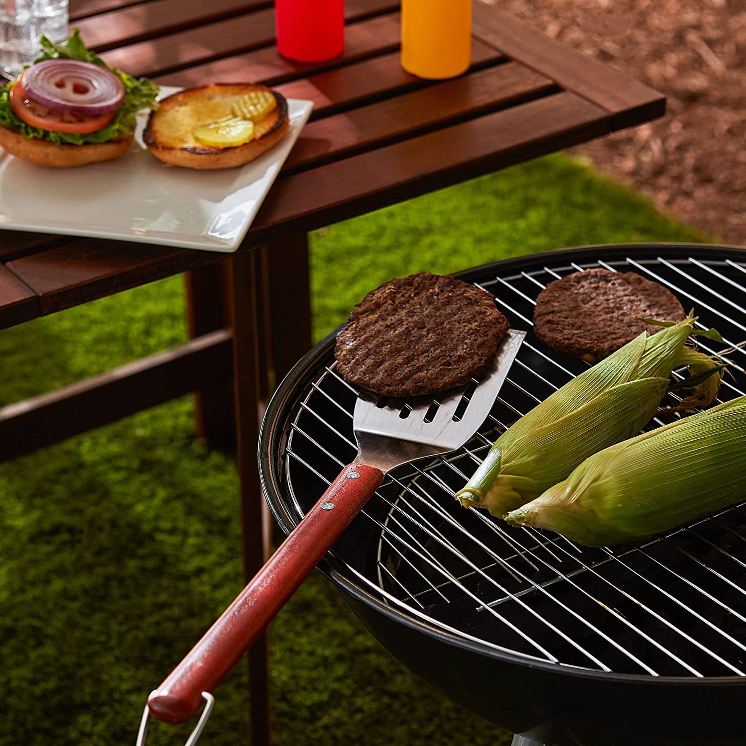 RSVP International Endurance BBQ Grill Spatula Flipper, 18" | Flip Burgers & Other Food W/ Long Handle That Keeps Hands Safe from Fire | Made from Stainless Steel & Rosewood