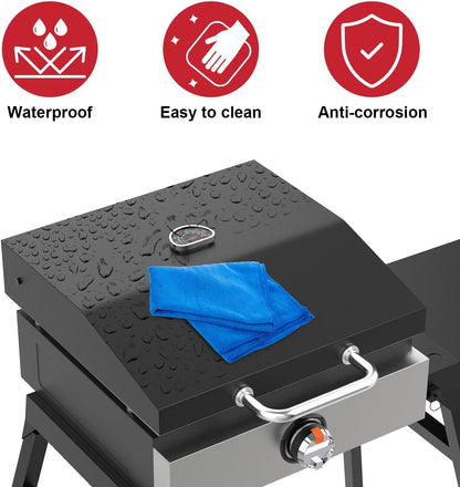 Grill Lid for Blackstone 17 Inch Griddle, Griddle Hood Hard Cover with Temperature Gauge for Blackstone 1832 1971 1814 1650 1900 & Blackstone Adventure Griddle, 17" Flat Top Griddle Lid