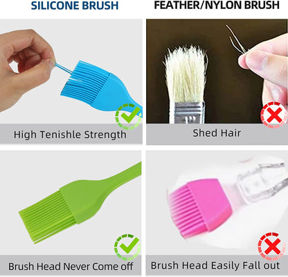 6 PCS CUALORK Silicone Basting Brush, Upgrade Pastry Brush,Heat Resistant Silicone Brushes, Premium Cooking Brush for Sauce Marinade Meat Glazing, Oil Brush for BBQ Kitchen Cooking Baking and Grilling