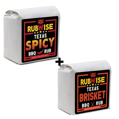Texas Style Spicy Seasoning Rub & Brisket Rub by Rubwise | BBQ Rub & Spices for Smoking & Grilling | Dry Rubs | Great on Brisket, Steaks, Ribs, Burgers, Chops & Add Kick to Your Meat (1Lb Eac