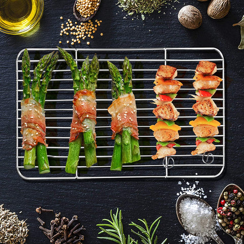 Image of E-Far Small Baking Rack Set of 2, Stainless Steel Metal Roasting Cooking Racks, Size – 8.6"X6.2", Non Toxic & Rust Free, Fit for Small Toaster Oven, Dishwasher Safe