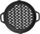 MOASKER 12" Cast Iron round Grill Basket for Veggie Meat Fish, Dual Handle BBQ Grill Topper for Outdoor Grill, Fit for Any Charcoal Smoker & Gas Grills, Nonstick Pan Tray
