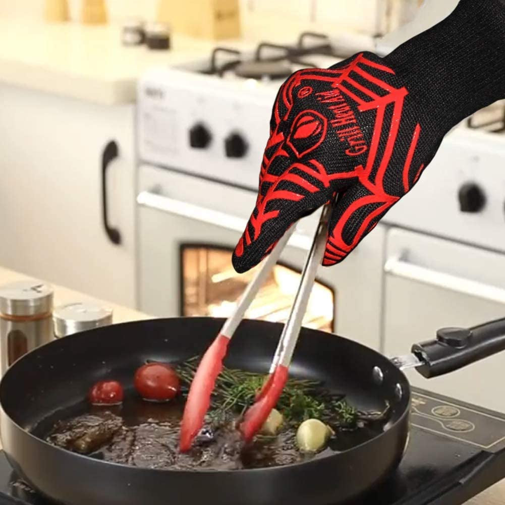 Extreme Heat Resistant Grill/Bbq Gloves | Premium Insulated Durable Fireproof Kitchen Mitts Designed for Cooking, Grilling, Frying, Baking | Indoor/Outdoor Accessories for Men & Women