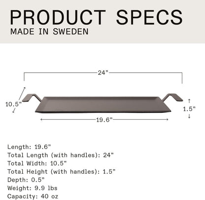 Cookware - Carbon Steel Griddle - (Like Cast Iron, but Better) - Professional Cookware -  Sweden - Induction Compatible