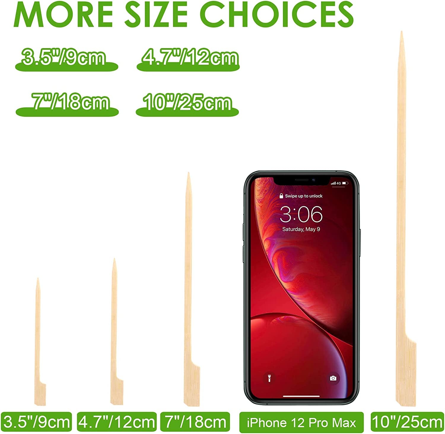 200 PCS Bamboo Skewers for Appetizers, 4.7 Inch Toothpicks, Cocktail Picks for Drinks, Fruit Kababs, Sausage, Barbecue Snacks, Natural Wooden Paddle Skewer Mini Food Sticks, Charcuterie Accessories