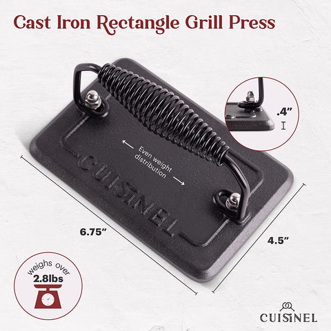 Image of Cast Iron Griddle/Grill + Burger Press + Pan Scrapers - Reversible Pre-Seasoned 16.75" X 9.5"-Inch Dual Handle Flat Skillet and Griller Pan + Cleaning Accessories - Indoor/Outdoor Stove Safe