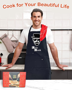 Funny Cooking Chef Apron with Pockets BBQ Kitchen Work Aprons Birthday Dad Creative Gifts