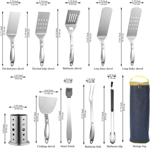 Image of Grill Accessories Kit 10 Pieces with a Utensils Holder, Stainless Steel Handle Assemble with Baklite Make It No Melting No Coming off and Heat Resistant, Grilling BBQ Griddle Accessories