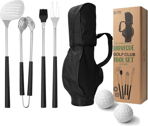 Image of Golf Club 7 Pcs BBQ Tools Gift Set - Father'S Day Birthday Gifts for Men Dad, Grill Accessories - for Camping Stainless Steel Utensils Set - Stainless Steel Grilling Birthday Hiking Outdoor Storage