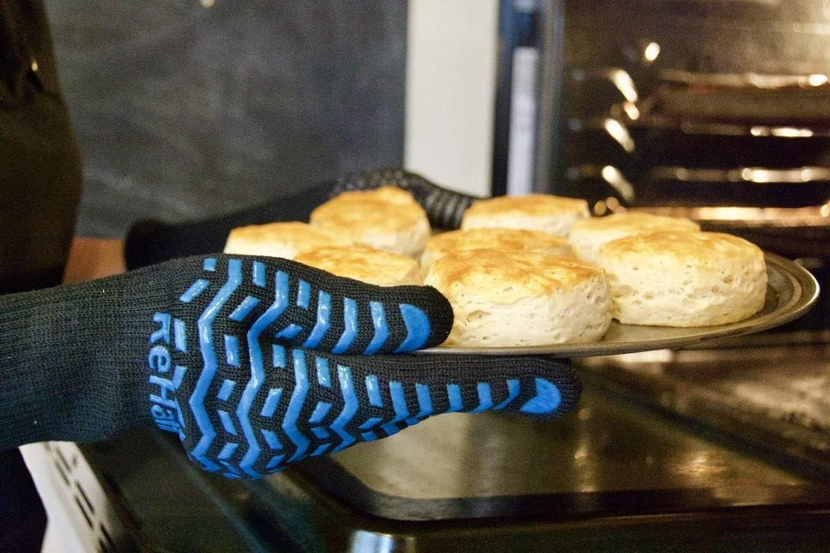 Heat Resistant Gloves for Grilling 1472 F,Breathable Ove Glove Anti-Slip Cut Resistance,Food Grade Protective Long BBQ Grill Gloves for Cooking Outdoor Barbeque and Smoking