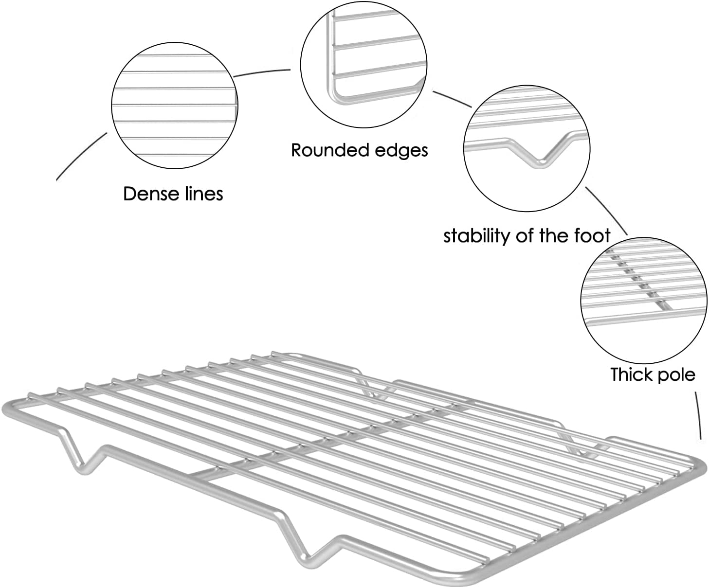 Linkidea Metal Grate Cooling Rack Pack of 2, Stainless Steel Baking Cooling Rack Rectangle 8'' X 10'', Oven Safe Grid Wire Racks for Roasting Disposable Pan