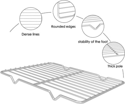 Linkidea Metal Grate Cooling Rack Pack of 2, Stainless Steel Baking Cooling Rack Rectangle 8'' X 10'', Oven Safe Grid Wire Racks for Roasting Disposable Pan