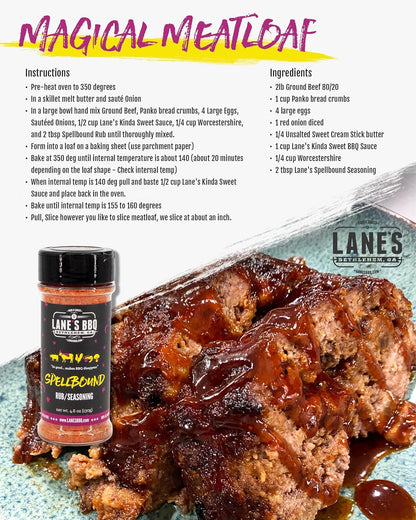 Lane'S Spellbound Pork Rub Seasoning - Premium Sweet and Smoky Pork Butt Rub, Rib Rub & Chicken Rub | Deep, Rich, Smoky Flavor | All Natural | Gluten Free | No MSG | NO Preservatives - 4.6Oz