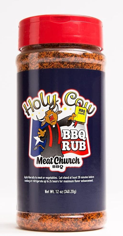 Meat Church BBQ Rub Combo: Holy Cow (12 Oz) and Holy Gospel (14 Oz) BBQ Rub and Seasoning for Meat and Vegetables, Gluten Free, One Bottle of Each