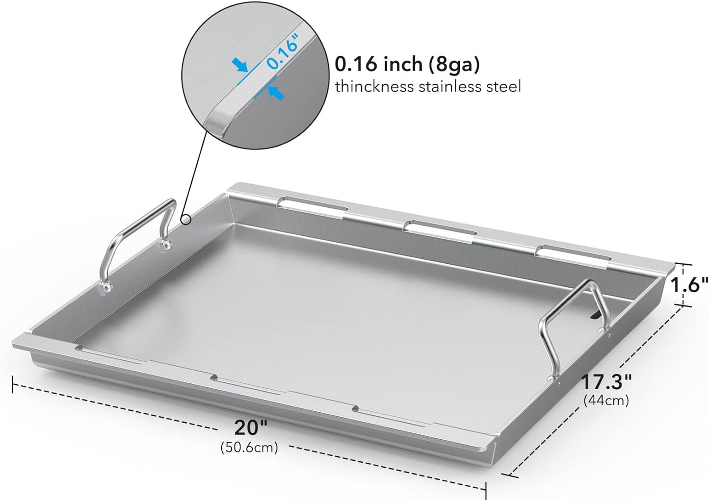 Full Size Griddle Insert for Weber Spirit 200 Series Gas Grill, Stainless Steel Flat Top Griddle for Weber Spirit I & II S-210 E-210 E-215 E-220