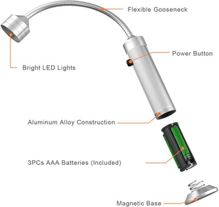 BBQ Grill Light Grilling Accessories for Outdoor, Magnetic Barbecue LED Night Lamp Flexible Gooseneck Cool Traveler Supplies Lighter, Men Dad Gift Pellet Smoker Griddle Gadget