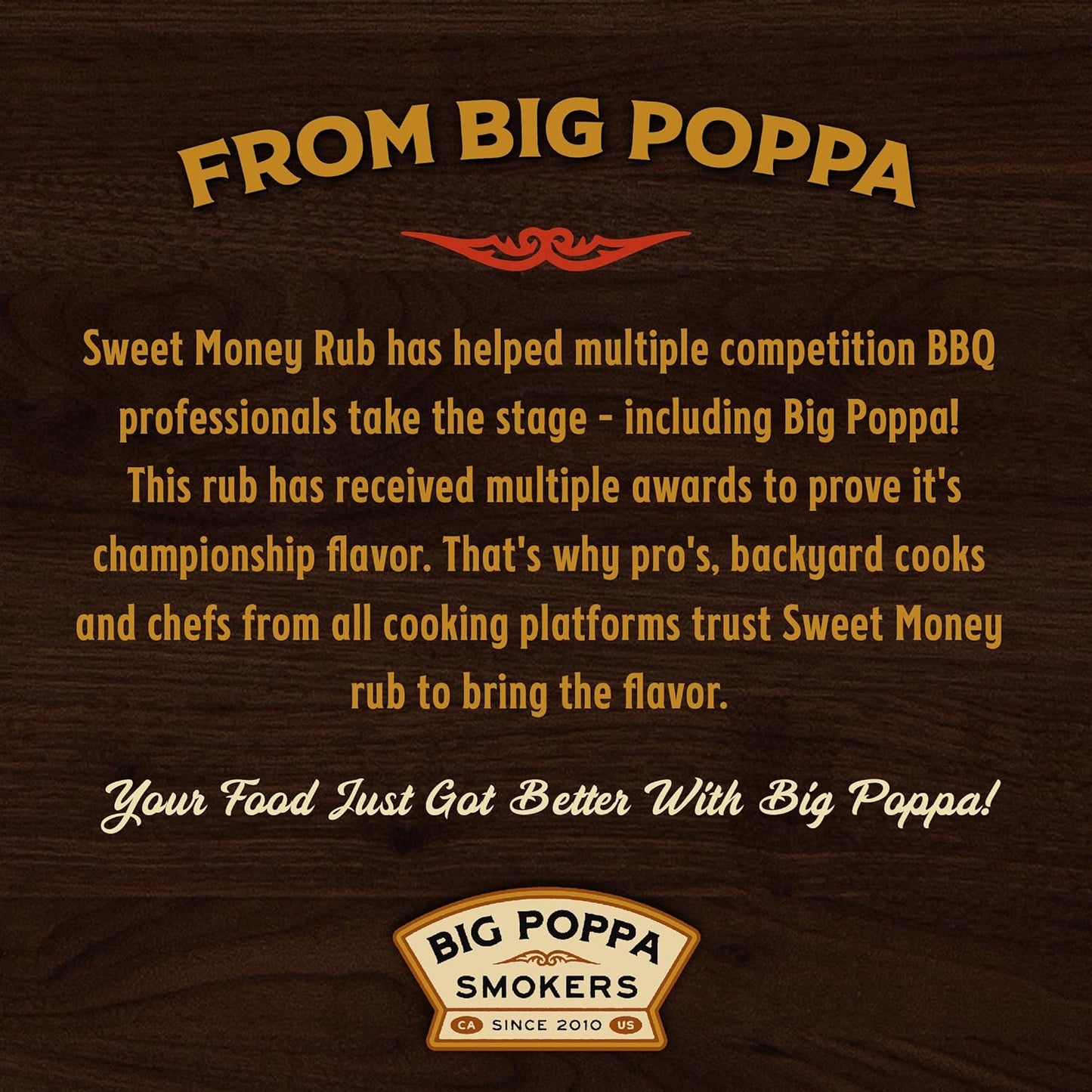 Big Poppa’S Sweet Money BBQ Rub — Award Winning Pork BBQ Rub — Gluten-Free Spice Mix — Dry Rubs for Smoking and Grilling with Granulated Honey (14 Oz)