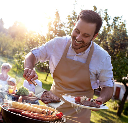 LUSHIG Stainless Steel Spatula with Wooden Handle, 8 Inch Metal Spatula for Cast Iron Skillet, Pancake Flipper Spatula with Beveled Edges, Food Flipper for Grilling, Cooking Scraper BBQ Grill Flat Top