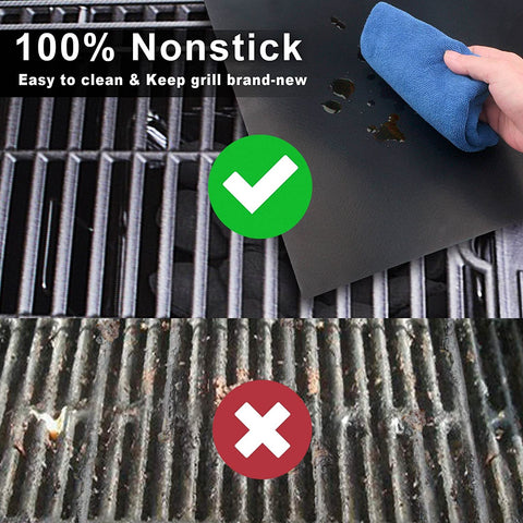 Image of BBQ Grill Mats for Outdoor Grill - Nonstick 600 Degree Heavy Duty Grilling Mat (Set of 2) - Reusable BBQ Grill Accessories Sheets -Works on Electric Grill Gas Charcoal BBQ - Gifts for Men Dad