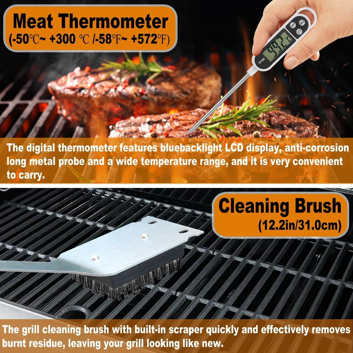 26PC Exclusive BBQ Grill Accessories in Aluminum Case for Birthday Christmas Grilling Gifts - Premium Grill Utensils Set with Barbecue Claws, Meat Injector, Thermometer for Smoker, Camping