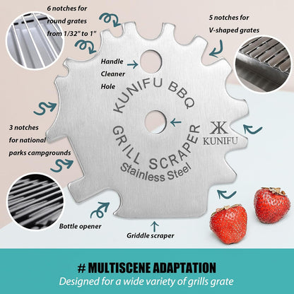 KUNIFU BBQ Grill Scraper, Stocking Stuffers, Bristle-Free for Griddle, Kitchen Gadgets Cleaner, Camping Accessories, Ideal Gifts for Christmas, for Men, Dad, Husband, Boyfriend, Fathers Day