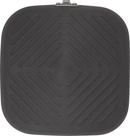 Cucina Hard Anodized Nonstick Grill/Deep Square Griddle Pan, 11 Inch, Gray with Red Handles