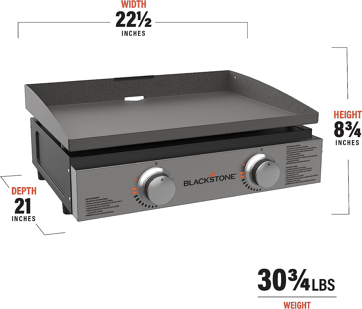 Tabletop Griddle, 1666, Heavy Duty Flat Top Griddle Grill Station for Camping, Camp, Outdoor, Tailgating, Tabletop – Stainless Steel Griddle with Knobs & Ignition, Black, 22 Inch
