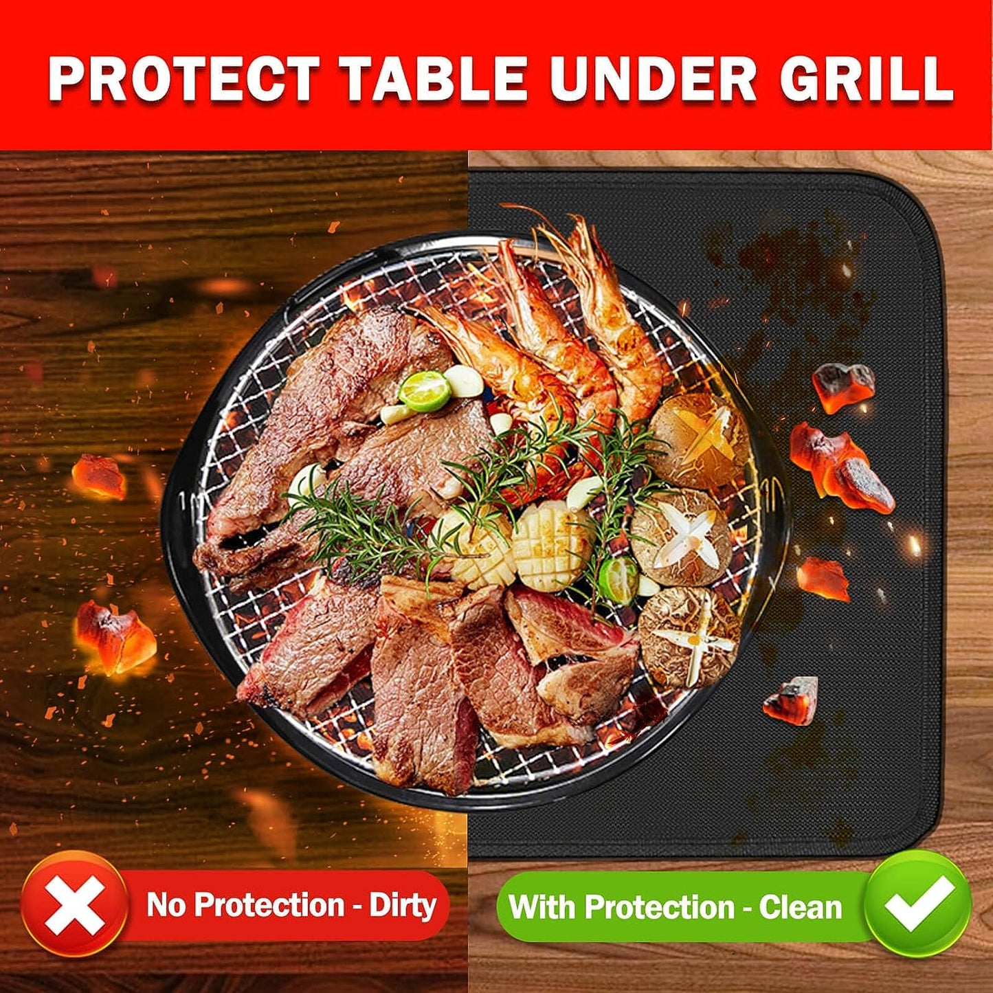 24" X 31" Grill Mat Fireproof for Outdoor Grill Protecting Prep Barbecue Table - Heat Resistant BBQ Tabletop Grilling Griddle Pad, Easy to Clean & Storage - Waterproof & Foldable, 0.6Mm