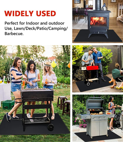 48 X 30 Inch under Grill Mats for Outdoor Grill, Double-Sided Fireproof Deck and Patio Protector Mat, BBQ Mat for under BBQ, Waterproof Oil-Proof Grill Floor Pads Fire Pit Mat Fireplace Mat