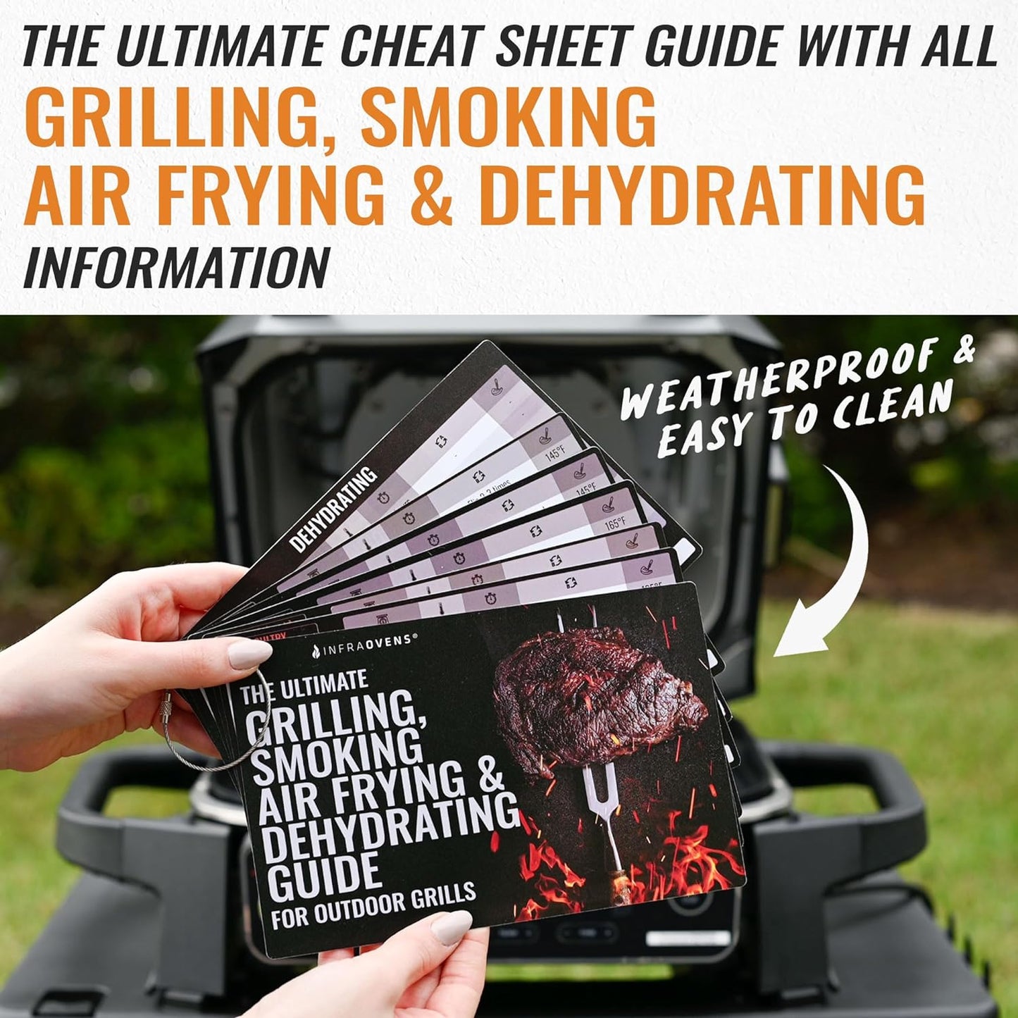 Drip Pan Liner for Ninja Woodfire Outdoor Grill OG701 OG751 Reusable Non Disposable Tray and Waterproof Cheat Sheet Cooking Guide Accessory for Wood Fire Grill Smoker 7-In-1 & Air Fryer