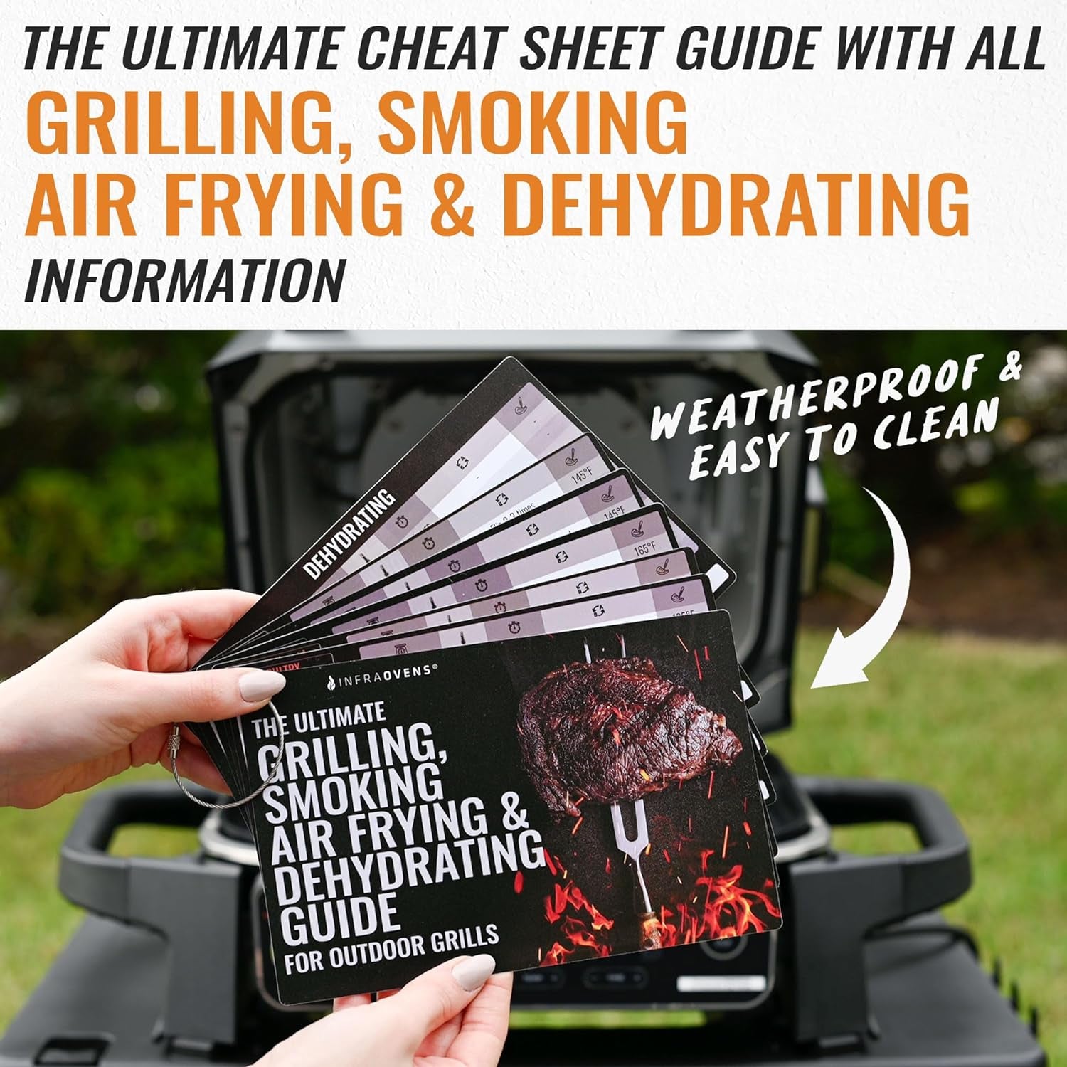 Drip Pan Liner for Ninja Woodfire Outdoor Grill OG701 OG751 Reusable Non Disposable Tray and Waterproof Cheat Sheet Cooking Guide Accessory for Wood Fire Grill Smoker 7-In-1 & Air Fryer