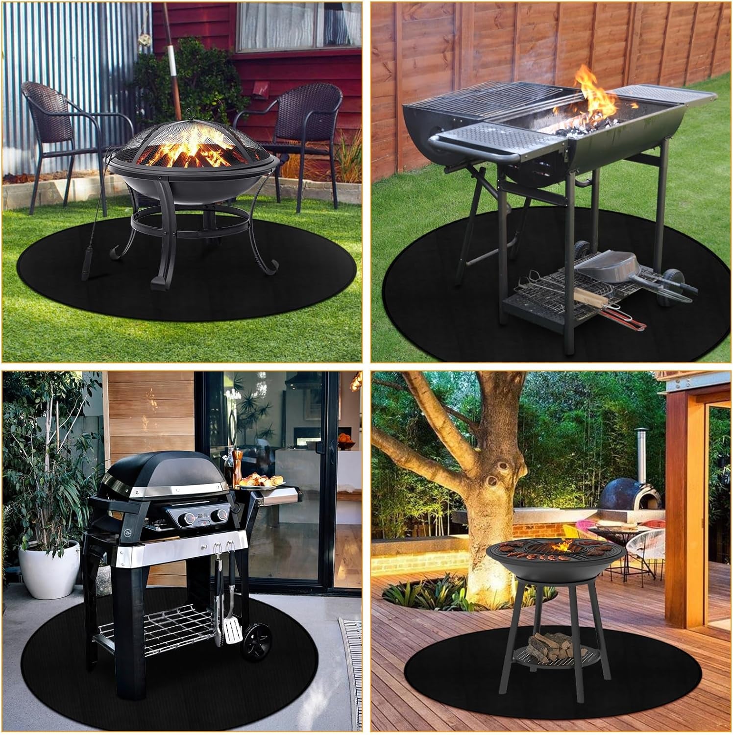 40" round Fire Pit Mat 3-Layer Outdoor under Grill Mat Patio Deck Protector BBQ Mat,Fire Proof Pads for Solo Stove Bonfire under Fire Pit,Charcoal Grills,Griddles and Smokers