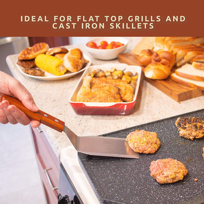 Bellemain Stainless Steel Spatula | Heavy Duty Spatula Turner with Beveled Edges & Hardwood Handle | Large Metal Spatula for Cast Iron Skillet, Flat Top Grill | Griddle Scraper | Hamburger Spatula