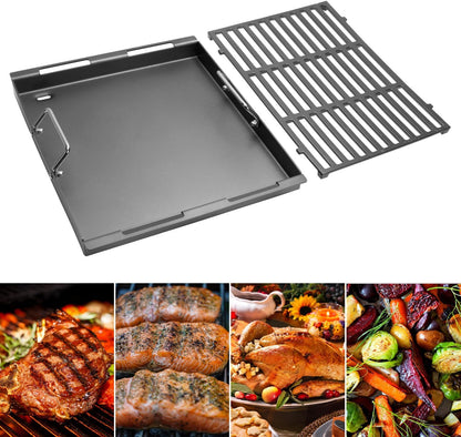 Cooking Griddle Inserts & Grate for Weber Genesis II 300 Series Grill, Flat Top Grill Griddle for Weber Genesis II E-310/315/325/330/335 S-310/335 and More, Replace for Weber 6788 Full-Size Griddle
