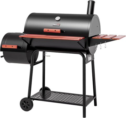 Image of CC1830W 30 Barrel Charcoal Grill with Side Table, 627 Square Inches, Outdoor Backyard, Patio and Parties, Black