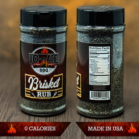 Image of 10-42 BBQ Brisket Rub - All-Natural Spice Seasoning for Steak, Rib, Beef Brisket - Barbecue Meat Seasoning Dry Rub - BBQ Rubs and Spices for Smoking and Grilling - No MSG, 0 Calorie - 10.5Oz Bottle